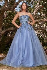 Cinderella Divine CD955 Long Off Shoulder Prom Gown