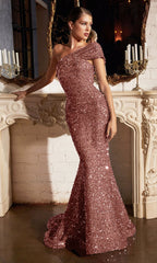 One-Shoulder Long Beaded Prom Dress CD980