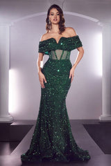 Cinderella Divine CD985 Formal Off Shoulder Long Prom Dress