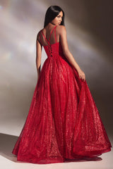 Cinderella Divine 996 Long Layered Glittered Ball Gown