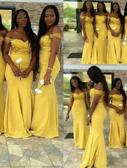 Mermaid / Trumpet Bridesmaid Dress Off Shoulder Sleeveless Plus Size Sweep / Brush Train Lace / Stretch Fabric with Appliques / Solid Color