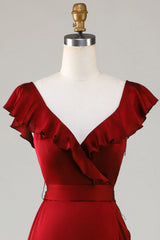 V-Neck Bridesmaid Dress with Ruffles