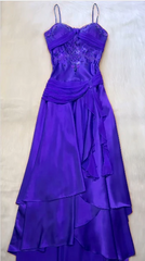 Spaghetti Straps Long Orange Party Dress Satin Evening Gown
