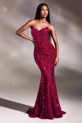 Cinderella Divine CH151 Mermaid Long Sequins Prom Dress