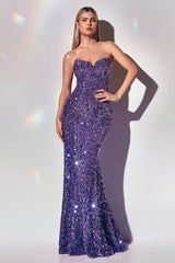 Cinderella Divine CH151 Mermaid Long Sequins Prom Dress