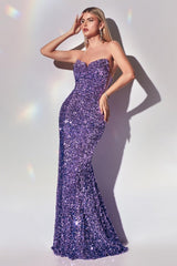 Cinderella Divine CH151 Mermaid Long Sequins Prom Dress