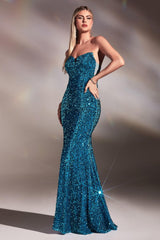 Cinderella Divine CH151 Mermaid Long Sequins Prom Dress