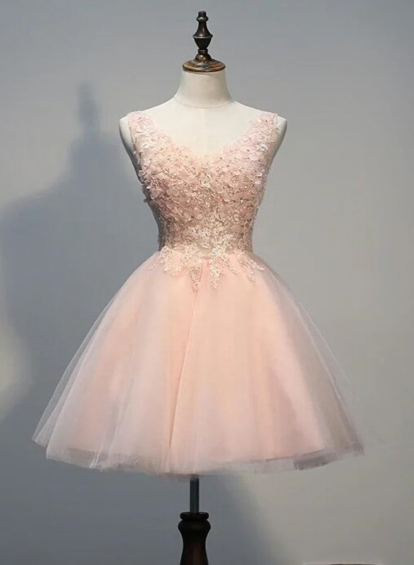 Charmante robe formelle en tulle rose perlé, belles robes de retour à la maison