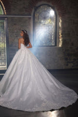 Charming Spaghetti Straps Beaded Ball Gown Wedding Dress