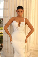 Charming Spaghetti Straps Mermaid Floor Length Wedding Dress