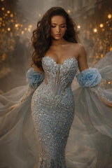 Charming Sweetheart Sequined Prom Dress Long with Lace