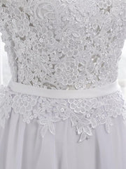 Cheap Jewel Backless Lace A-Line Wedding Dresses
