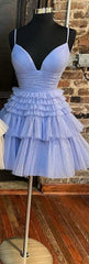 A-Line Multi-Tiered Short Party Dress,Light Pink Cocktail Dresses