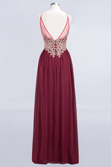 Chic Halter Burgundy Backless Bridesmaid Dress with Appliques