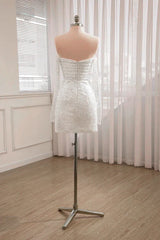 Aimishang Elegant Short Sequined Backless Wedding Dress With Long Detachable Sleeves