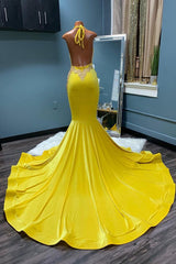 Chique mouwloze halter Backless Mermaid Prom -jurk