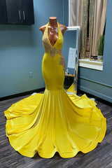 Chique mouwloze halter Backless Mermaid Prom -jurk