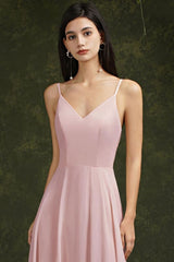 Chic Spaghetti Straps Chiffon Formal Dress Sleeveless V-Neck Aline Long Evening Dress