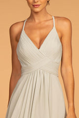 Chiffon Ruched Bodice Long Formal Dress