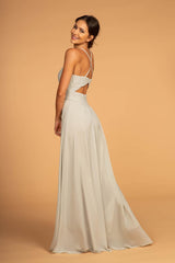 Chiffon Ruched Bodice Long Formal Dress