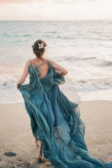 Beach Rustic Chiffon Court Train Wedding Gown Wedding Dresses