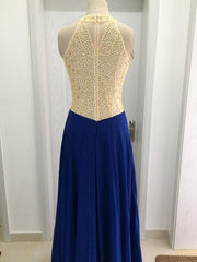 Chiffon Scoop Sleeveless A-line Floor-Length Dresses With Beading