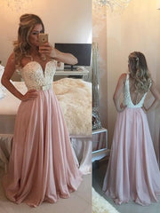 Chiffon Sweetheart Sleeveless A-line Floor-Length With Pearls Dresses