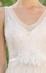 A-line Chiffon Tulle Lace Weddig Dress With Beading Sequins