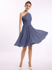 Single Shoulder Knee length Chiffon Dresses Stormy