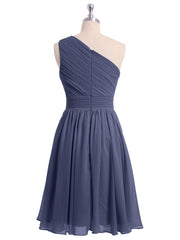 Single Shoulder Knee length Chiffon Dresses Stormy