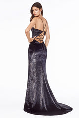 Cinderella Divine B60122 Prom Long Formal Fitted Metallic Evening Dress