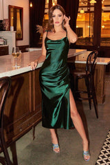 Cinderella Divine BD103 Satin Formal Midi Graduation Dress