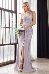 Cinderella Divine C81730 Long Bridesmaids Fitted Stretch Prom Dress Formal