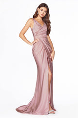 Cinderella Divine C81730 Long Bridesmaids Fitted Stretch Prom Dress Formal