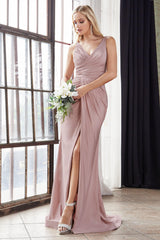 Cinderella Divine C81730 Long Bridesmaids Fitted Stretch Prom Dress Formal