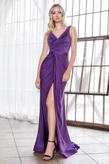 Cinderella Divine C81730 Long Bridesmaids Fitted Stretch Prom Dress Formal
