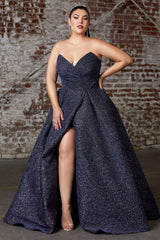 Cinderella Divine CB045 Long Strapless Glitter Ball Gown Prom Dress