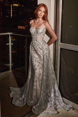 Cinderella Divine CB046 Long Floral Prom Dress