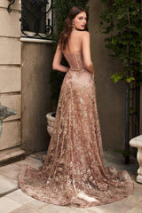 Cinderella Divine CB046 Long Floral Prom Dress