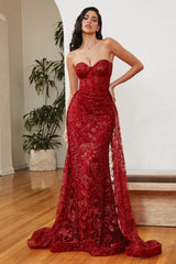 Cinderella Divine CB046 Long Floral Prom Dress