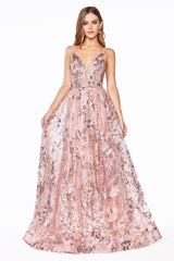 Cinderella Divine CB048 Prom Long Spaghetti Strap Prom Beaded Dress