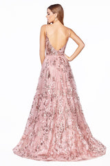 Cinderella Divine CB048 Prom Long Spaghetti Strap Prom Beaded Dress