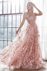 Cinderella Divine CB048 Prom Long Spaghetti Strap Prom Beaded Dress