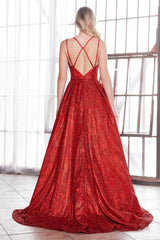 Cinderella Divine CB051 Long Formal Glitter Prom Ball Evening Gown
