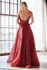 Cinderella Divine CB059 Long Formal Spaghetti Strap Prom Ball Gown