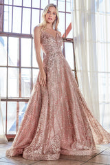 Cinderella Divine CB059 Long Formal Spaghetti Strap Prom Ball Gown
