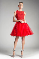 Cinderella Divine CD0117 Homecoming Short Dress Beaded Lace Cocktail Prom