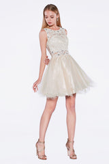 Cinderella Divine CD0117 Homecoming Short Dress Beaded Lace Cocktail Prom