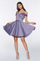Cinderella Divine CD0140 Short Off the Shoulder Graduation Dress