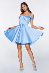 Cinderella Divine CD0140 Short Off the Shoulder Graduation Dress